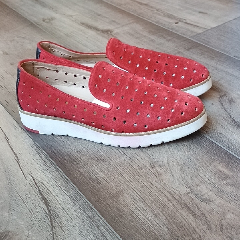 Johnston & Murphy Women's Red Perforated Loafers